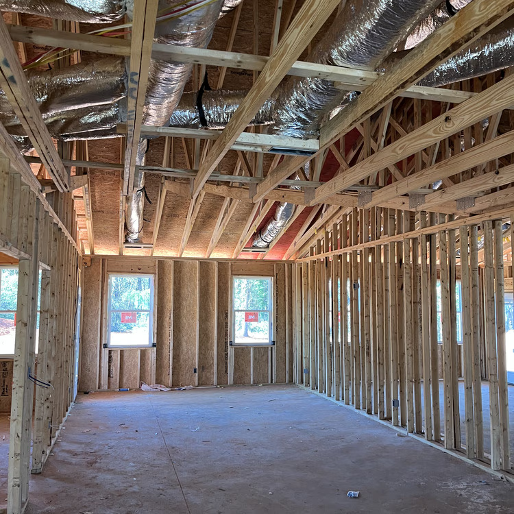 HVAC ductwork installed in a new construction home HVAC ductwork installed in a new construction home